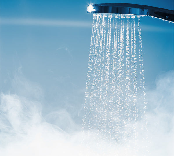 Hot water coming out of shower head 